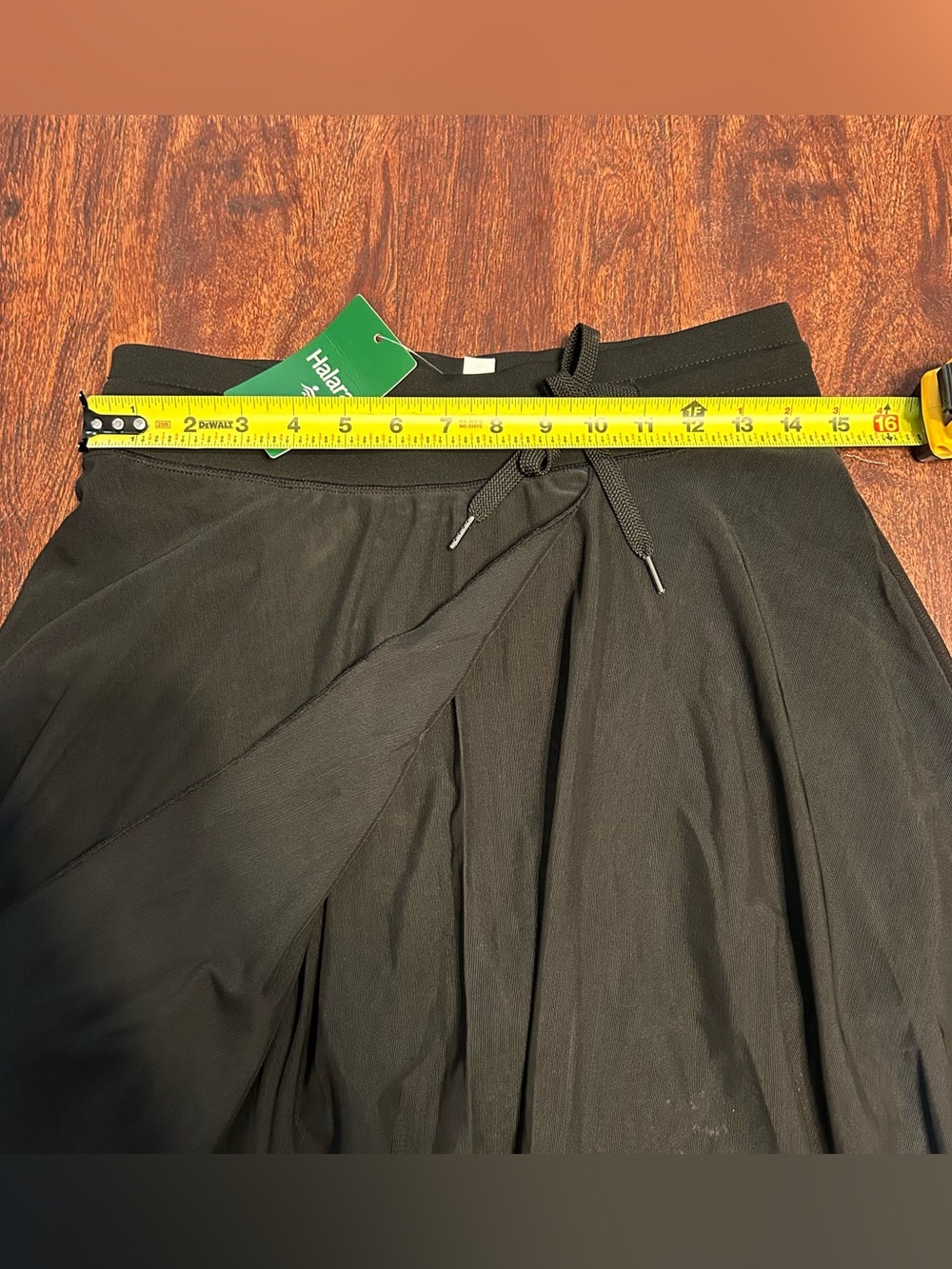 High Waisted Drawstring Contrast Mesh 2-in-1 Pocket Flowy Midi Flare skirt- NWT - Picture 9 of 11